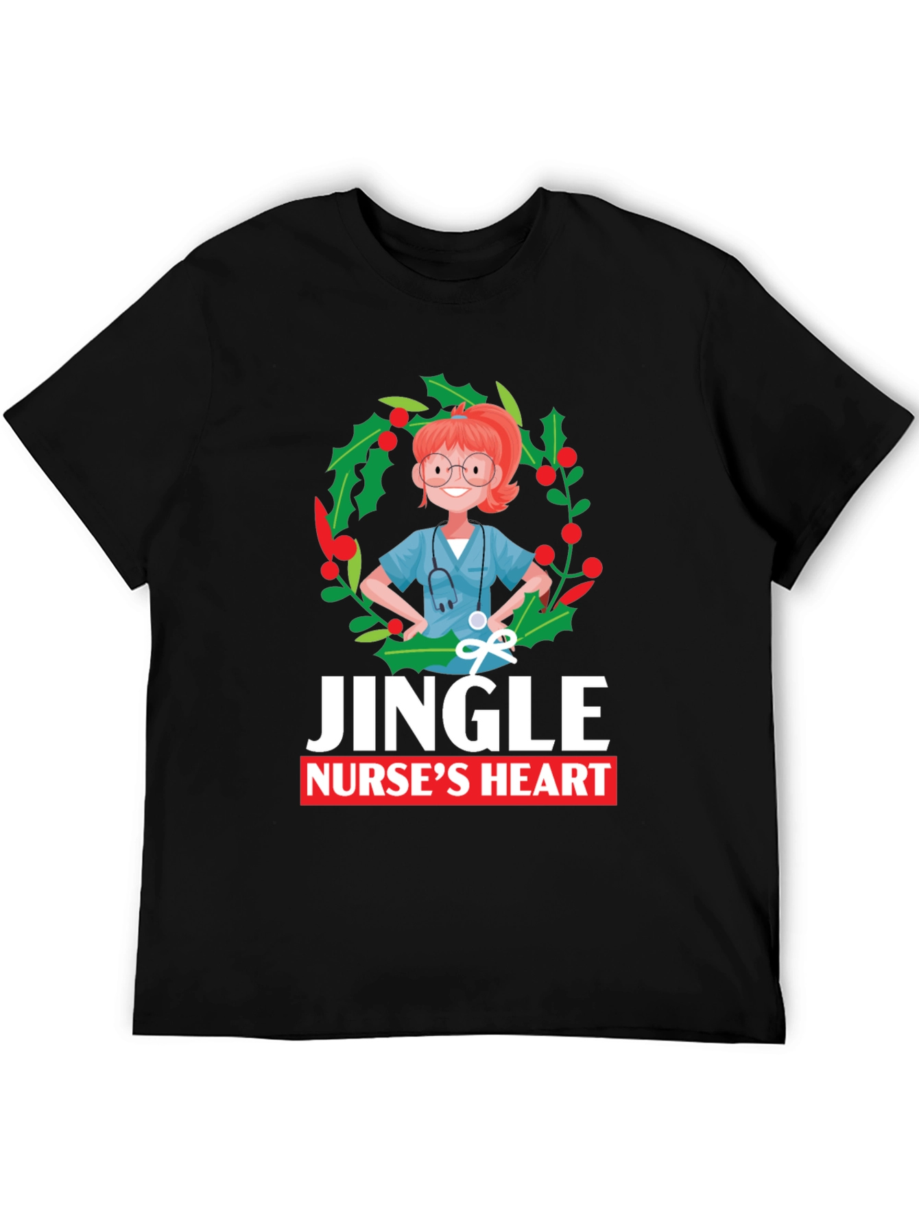 Jingle Nurses Heart Christmas T-Shirt