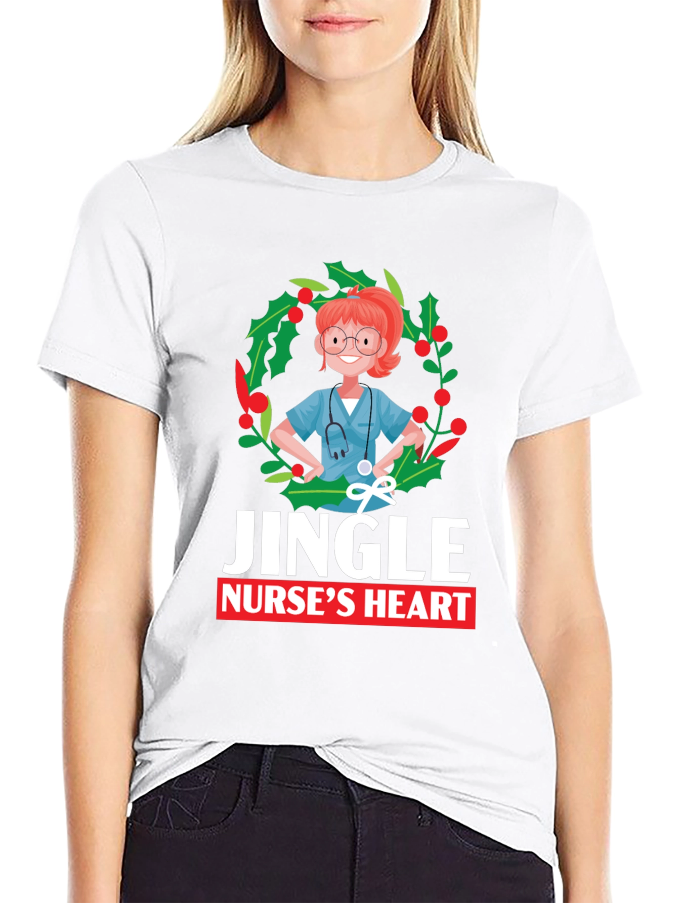 Jingle Nurses Heart Christmas T-Shirt