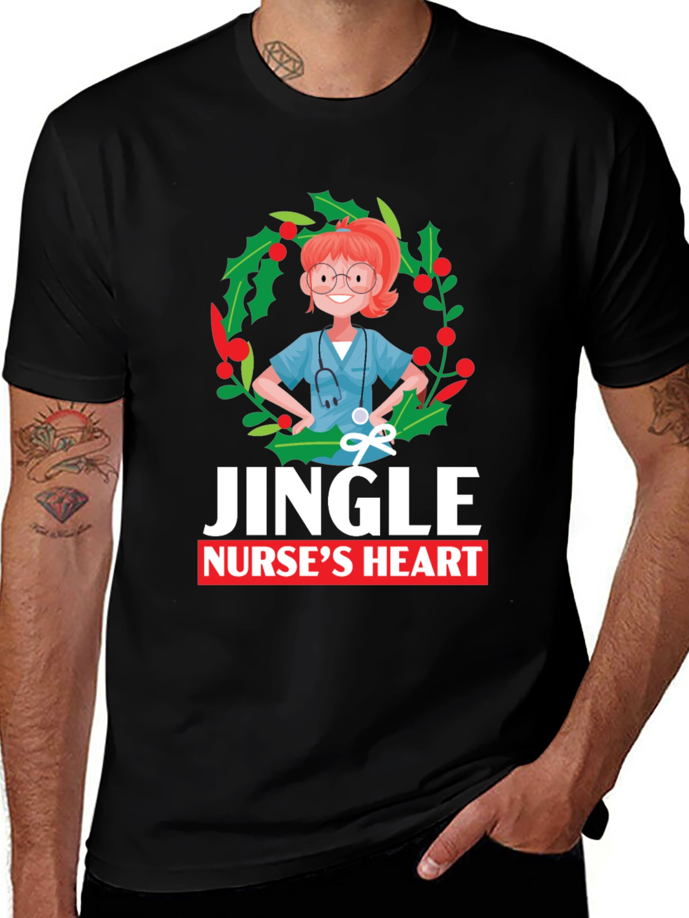 Jingle Nurses Heart Christmas T-Shirt