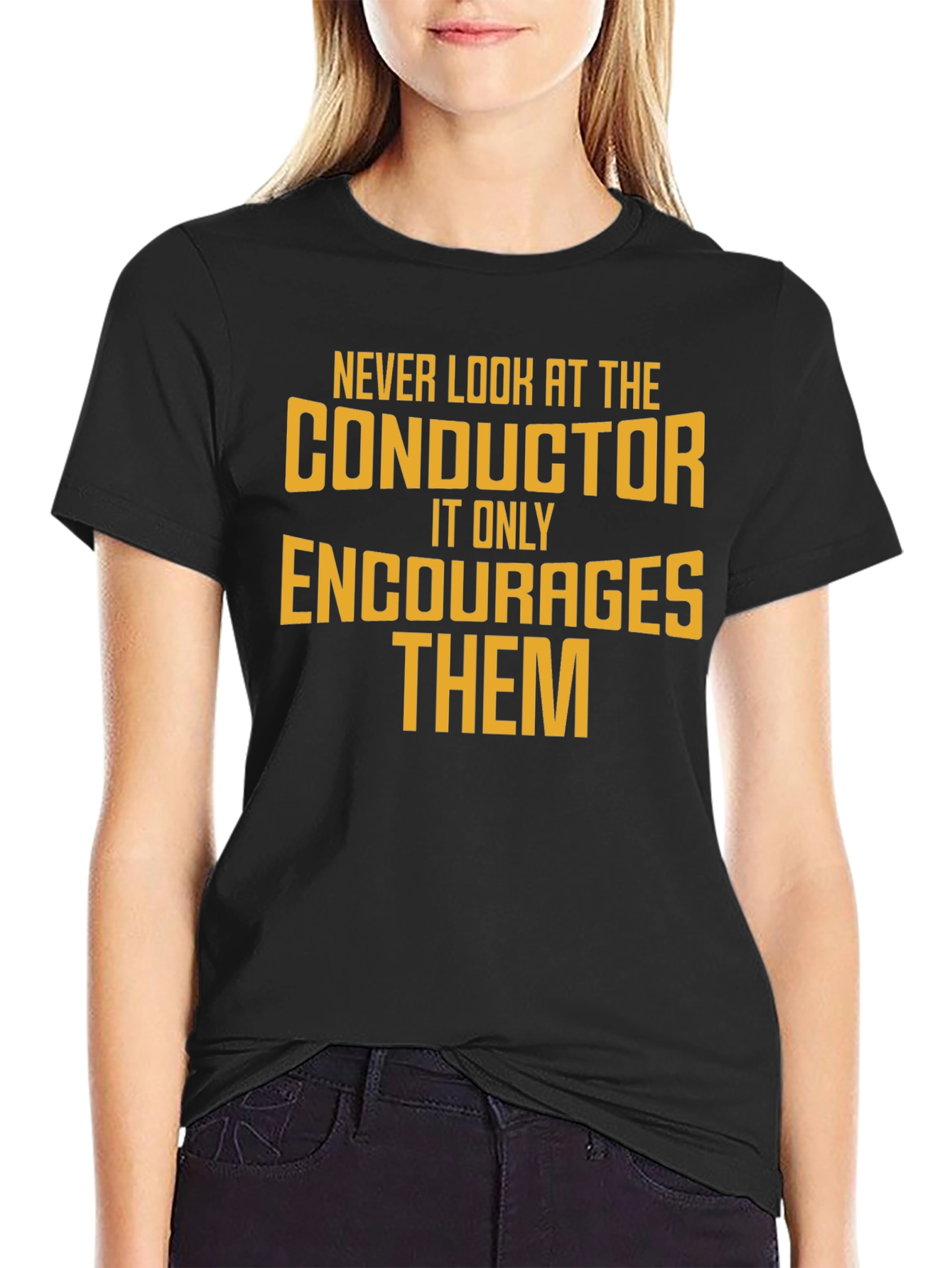 Conductor Humor Graphic T-Shirt - Black