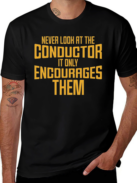 Conductor Humor Graphic T-Shirt - Black