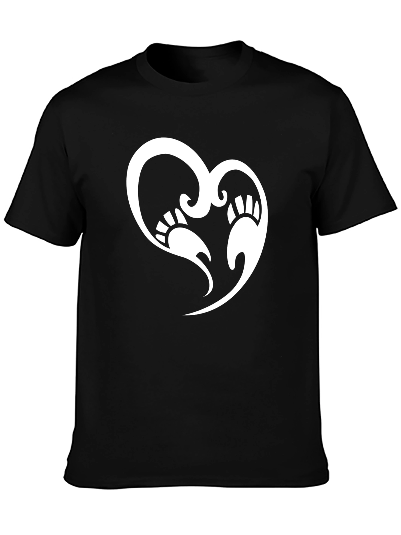 Bear Paw Heart Graphic T-Shirt - Black Casual Tee