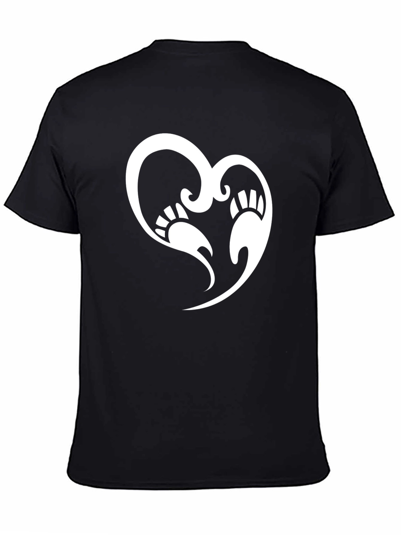 Bear Paw Heart Graphic T-Shirt - Black Casual Tee