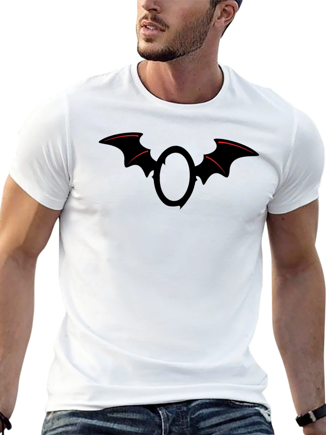 Bat Wing Emblem Graphic Tee - Black