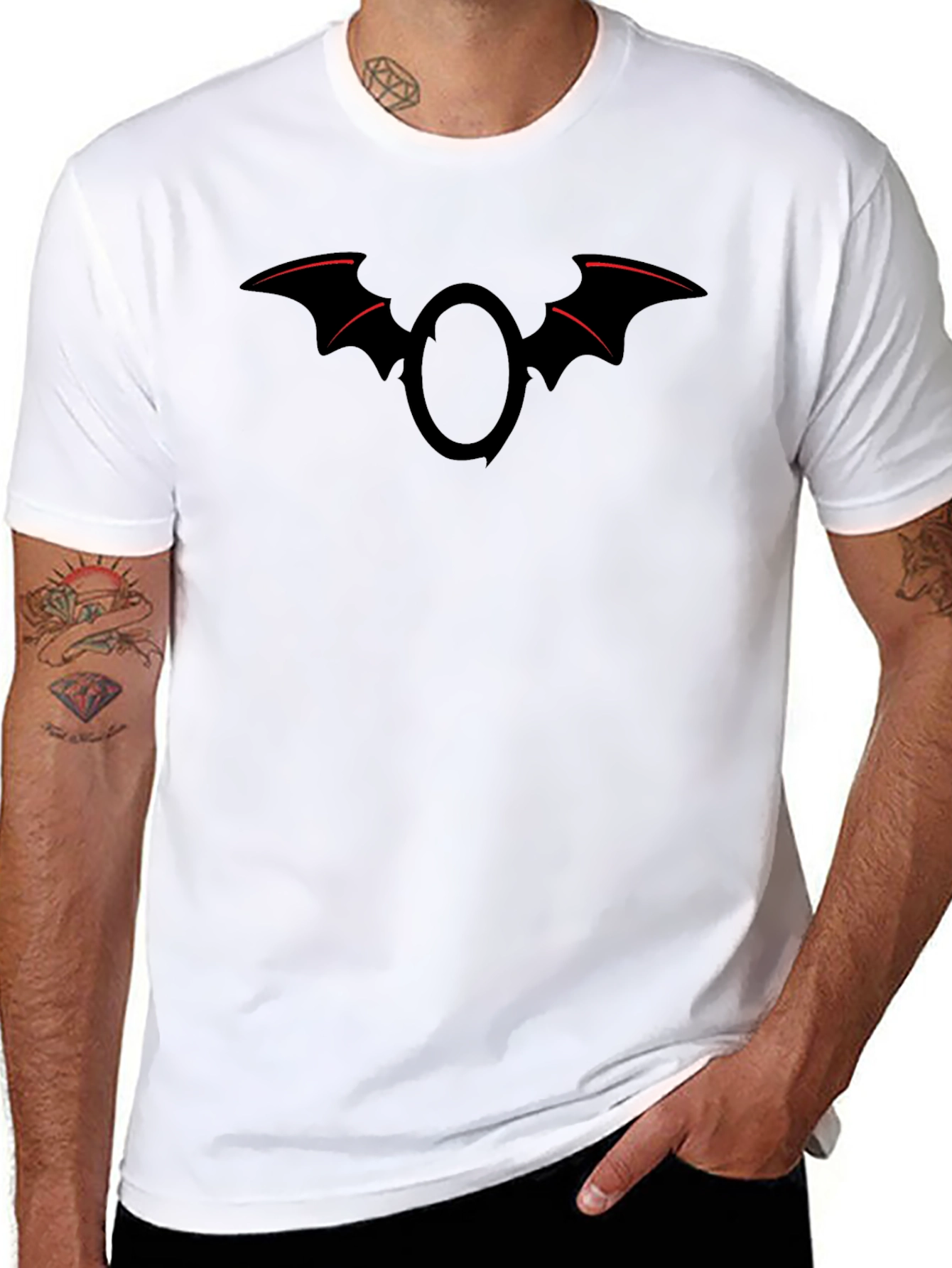 Bat Wing Emblem Graphic Tee - Black