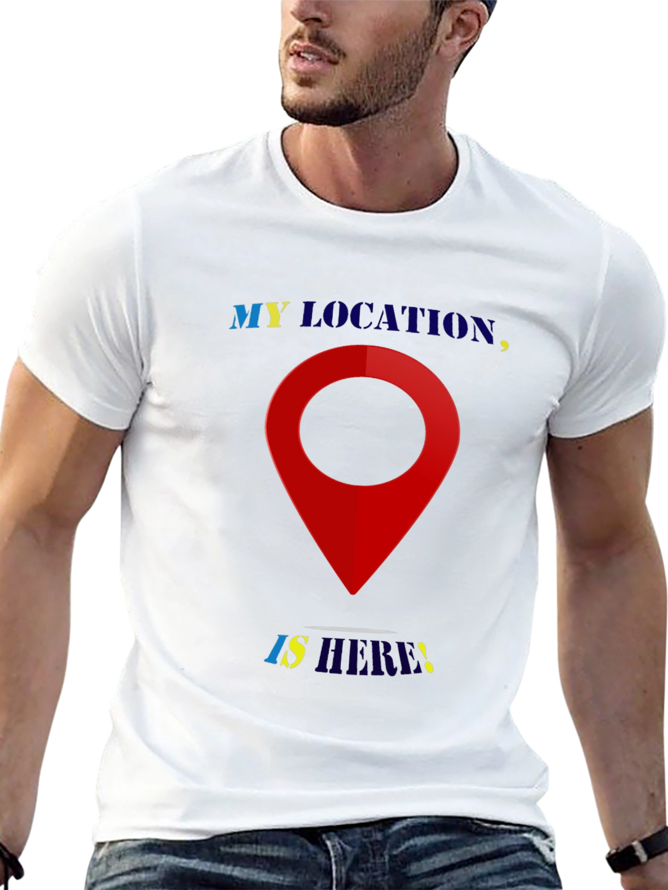 My Location Is Here Graphic Tee - Black
