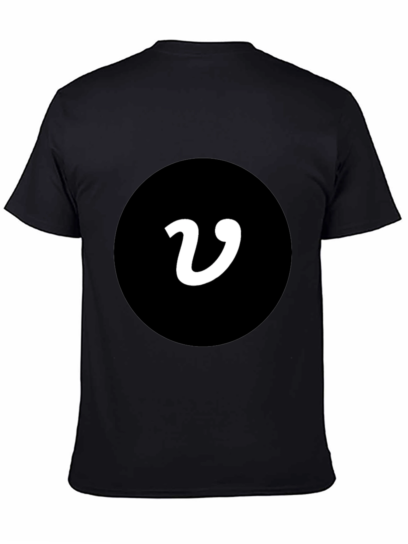 Black T-Shirt with White V Logo