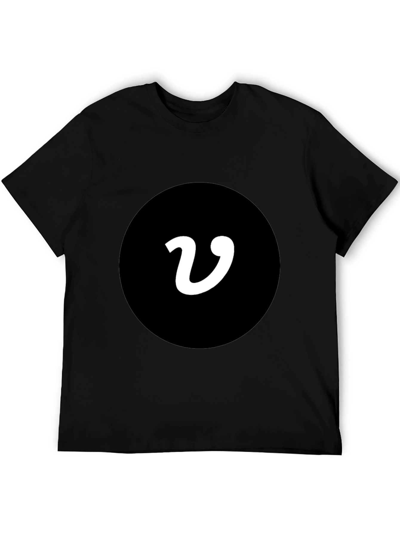 Black T-Shirt with White V Logo