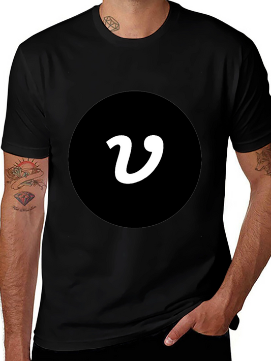 Black T-Shirt with White V Logo