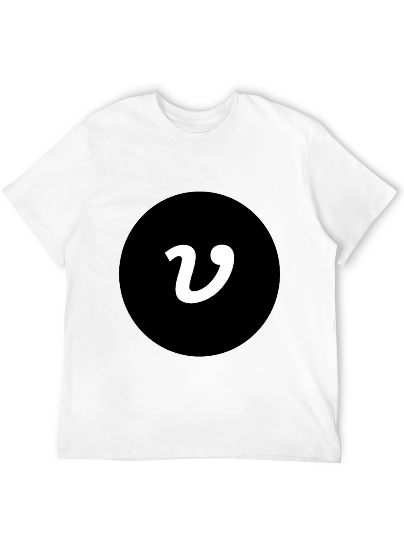 Black T-Shirt with White V Logo