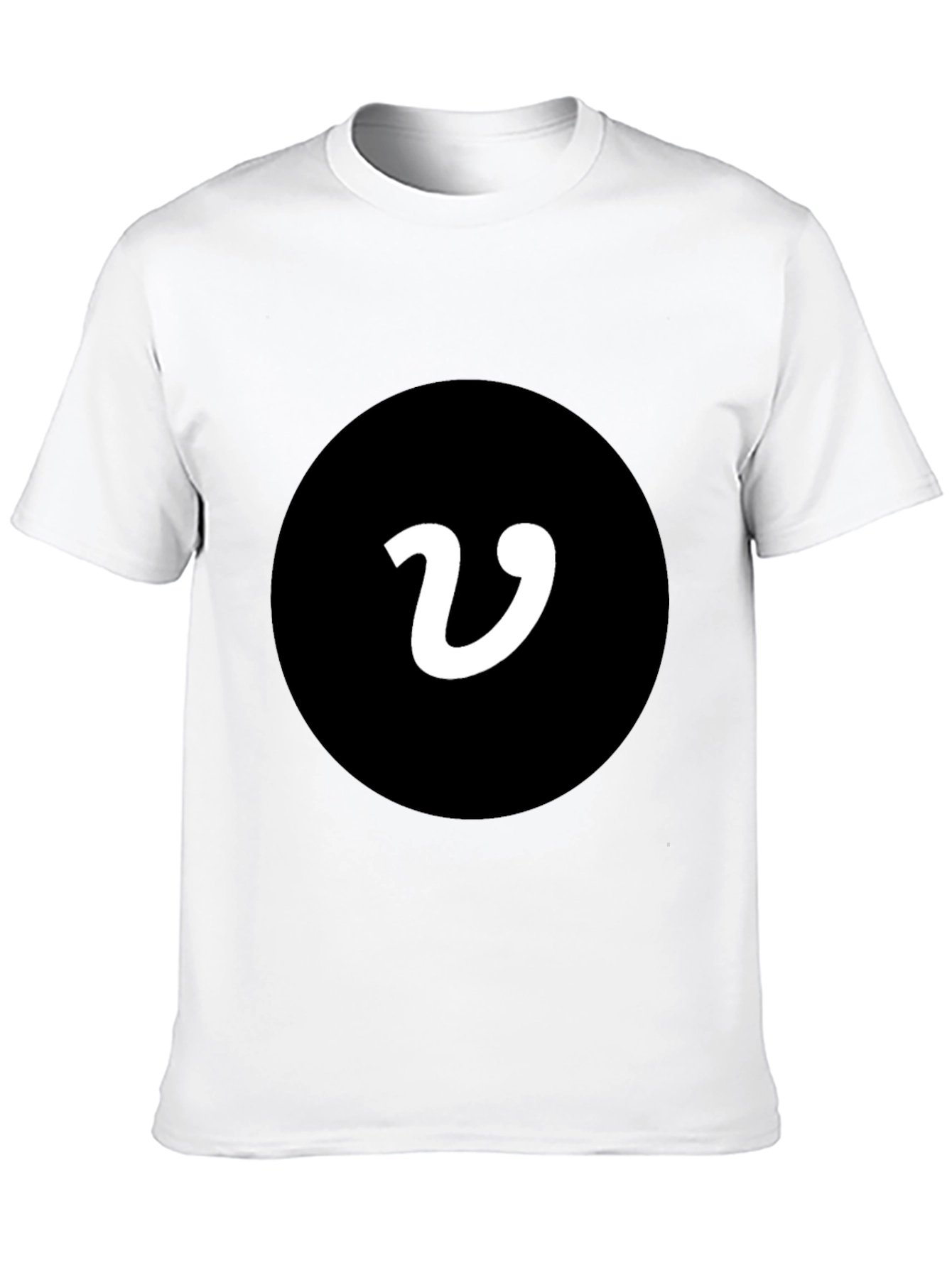 Black T-Shirt with White V Logo
