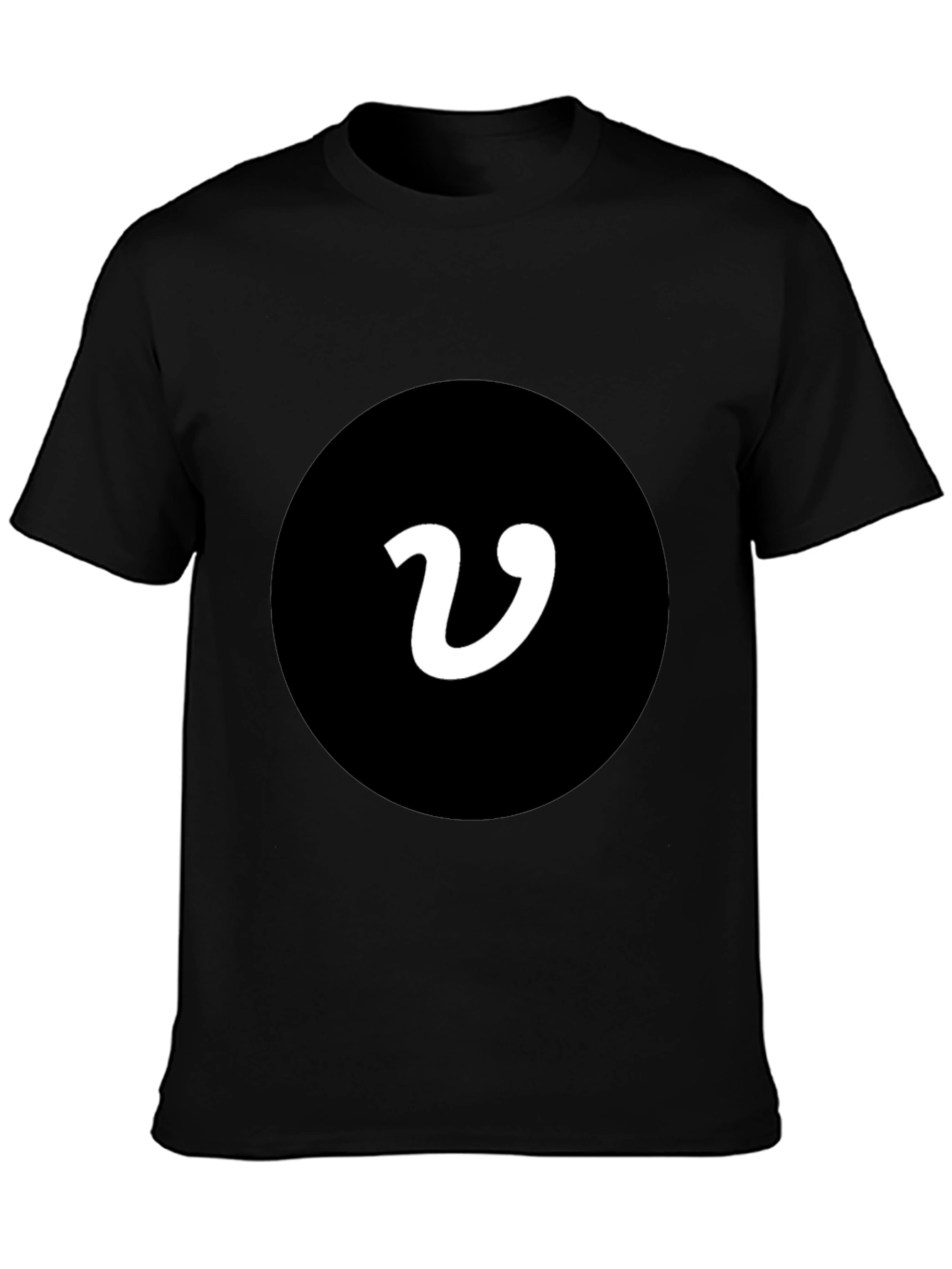 Black T-Shirt with White V Logo