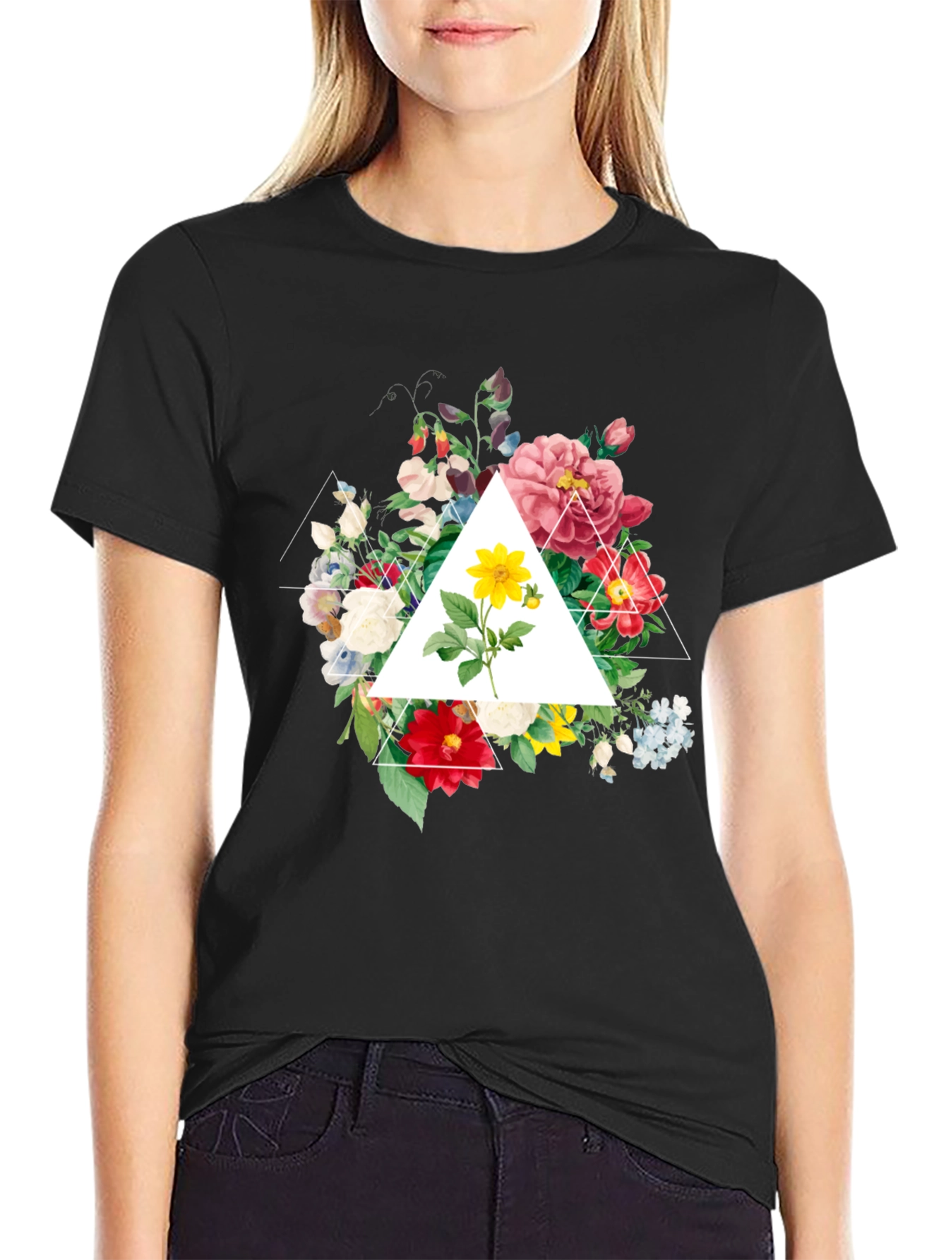 Floral Triangle Graphic T-Shirt