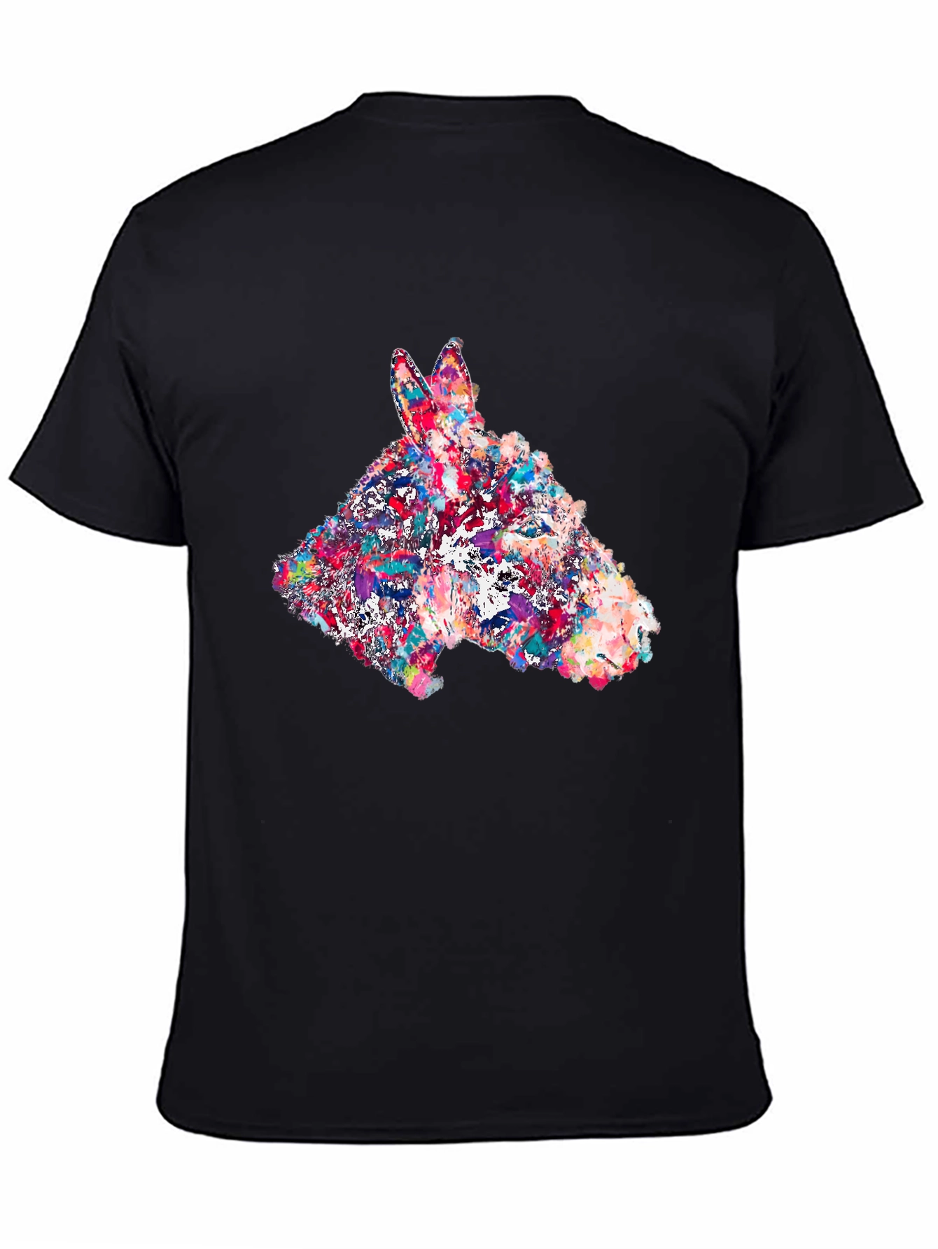 Abstract Donkey Graphic Print Black T-Shirt