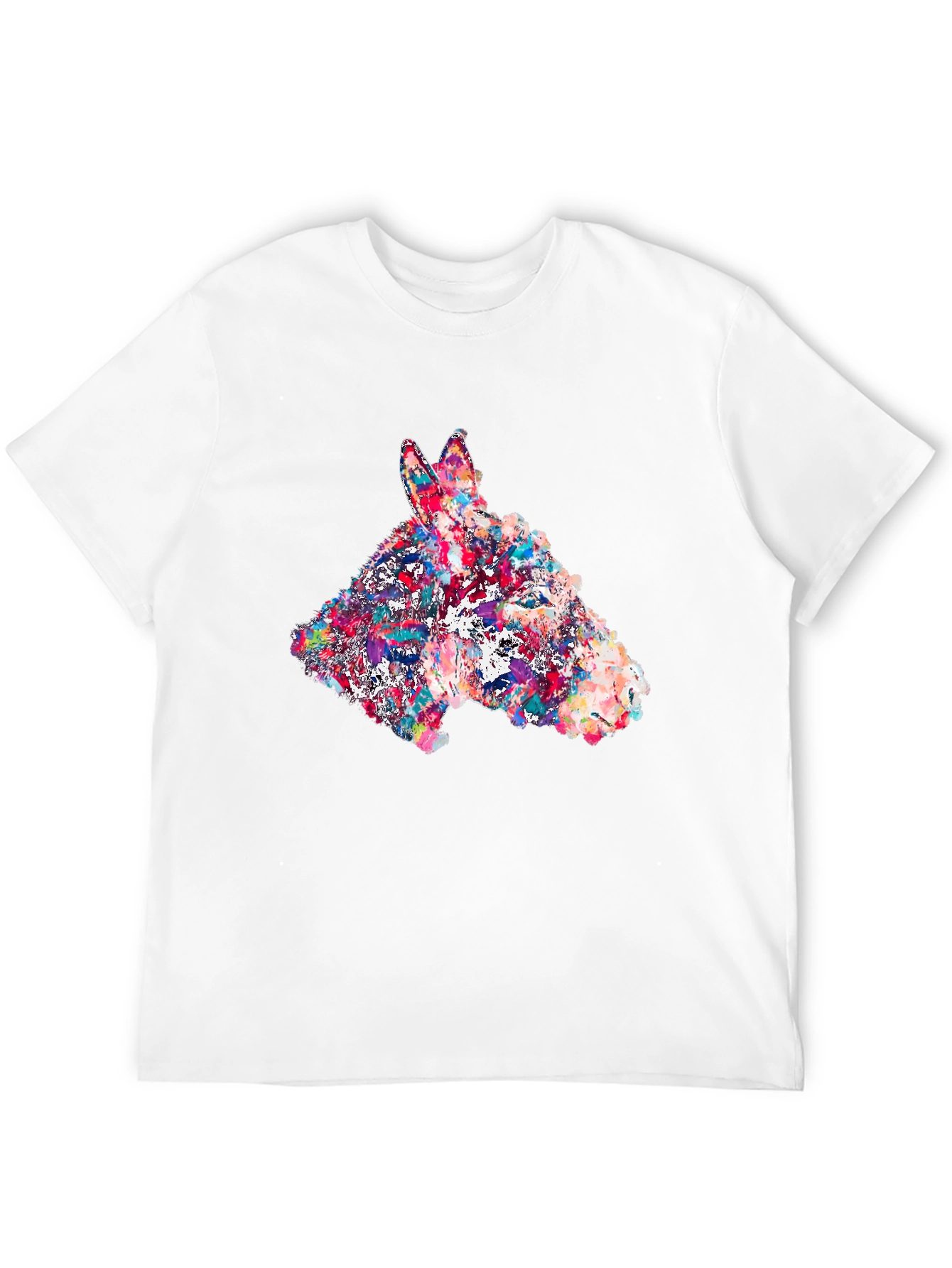 Abstract Donkey Graphic Print Black T-Shirt