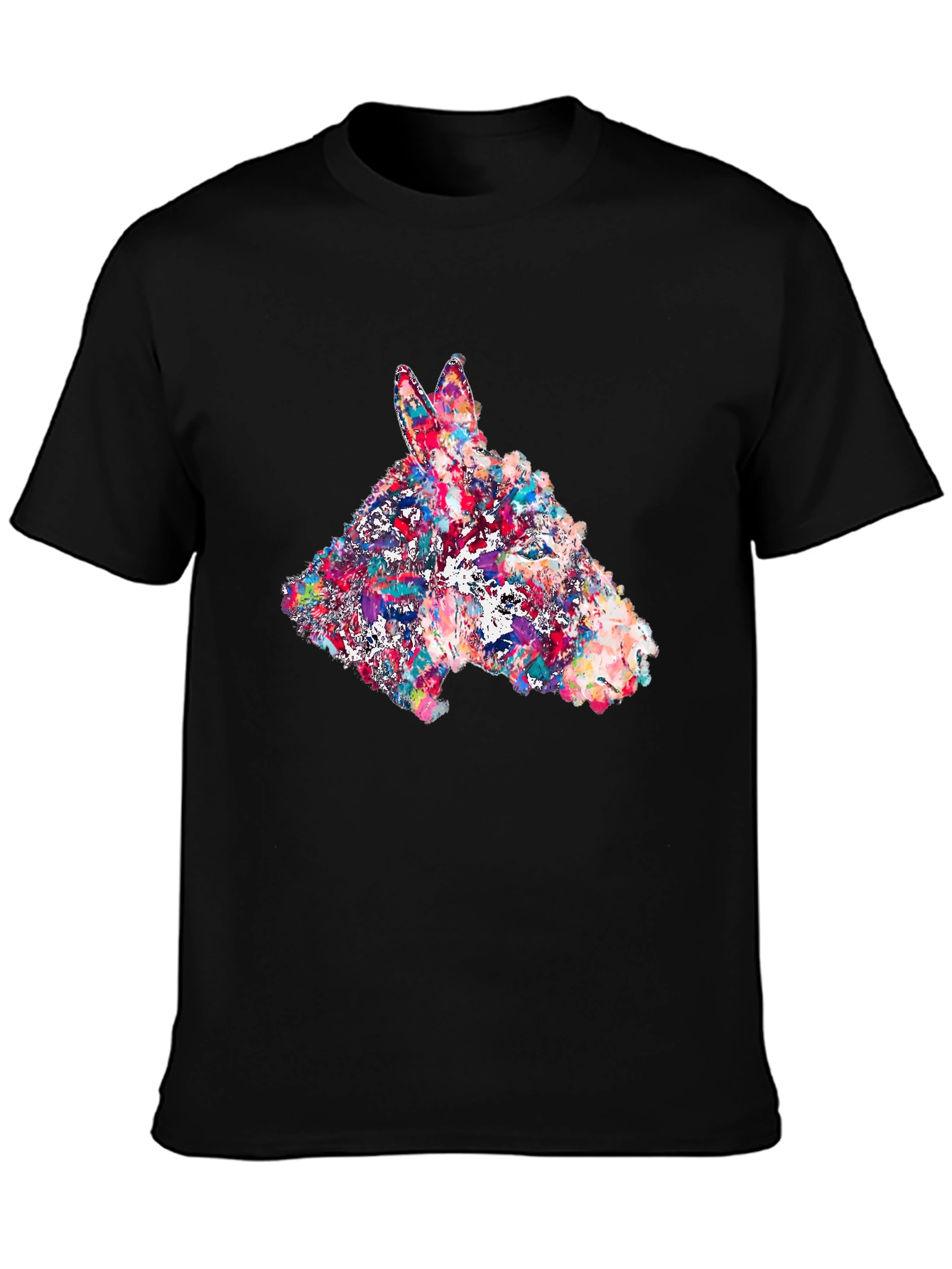 Abstract Donkey Graphic Print Black T-Shirt