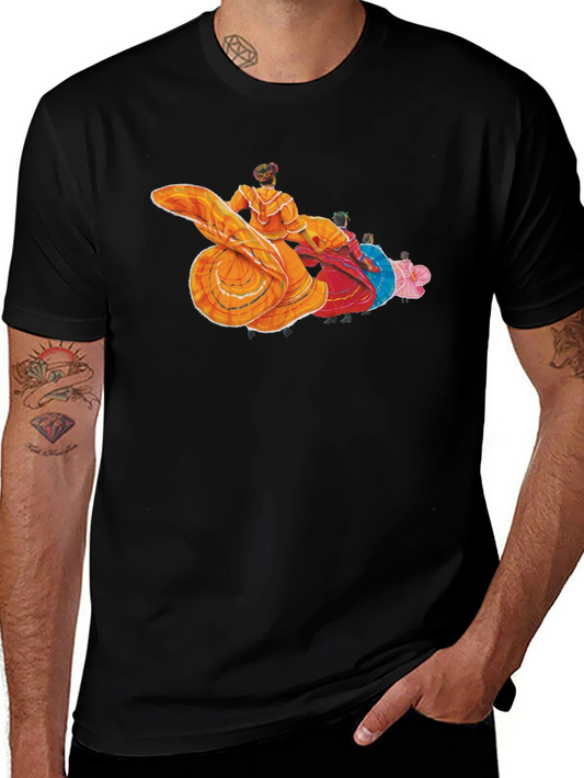 Dancing Ladies Graphic Tee - Black Cotton T-Shirt
