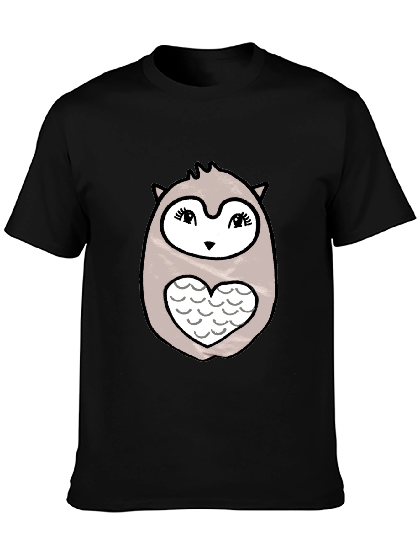 Cute Owl Heart Graphic Print T-Shirt