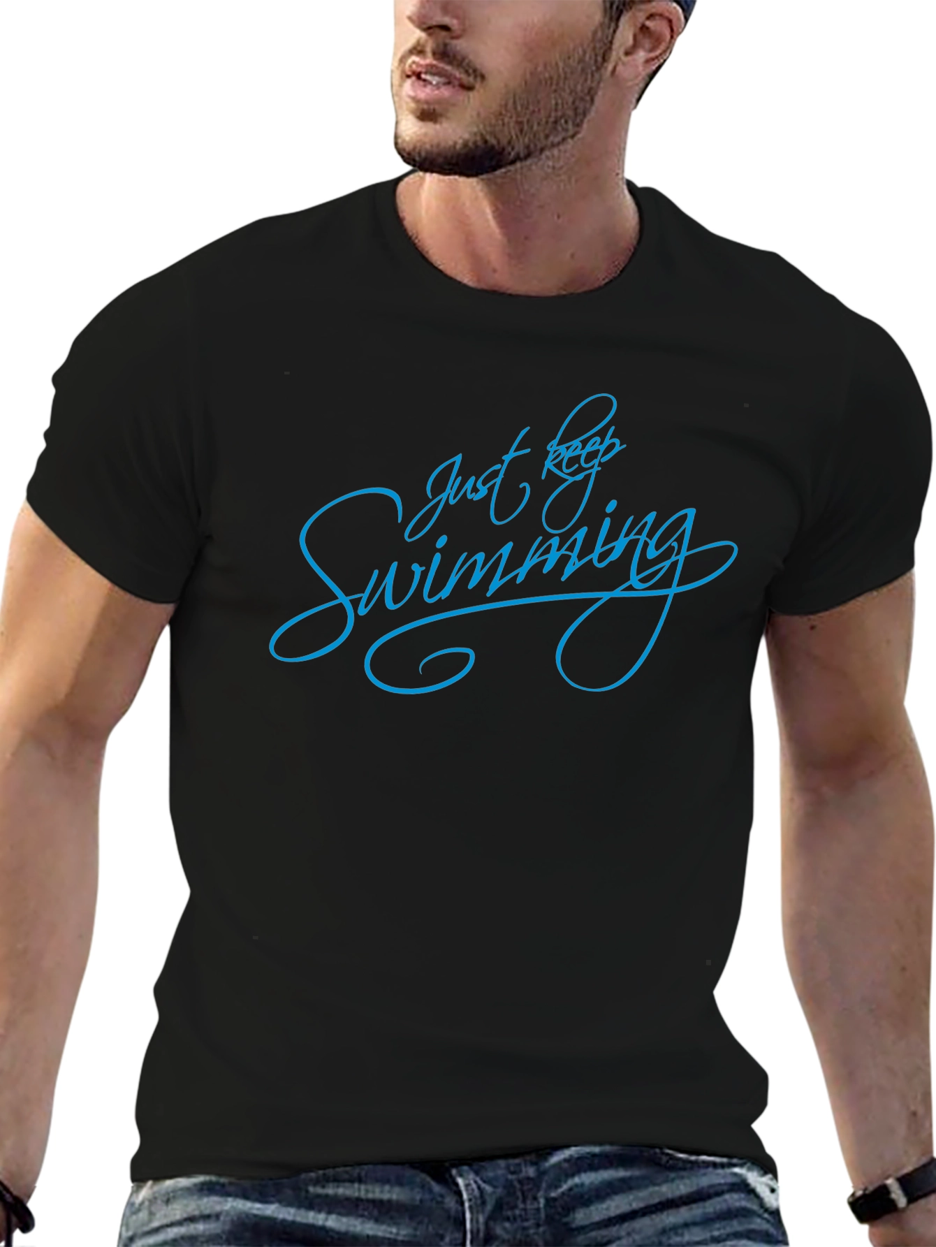 Just Keep Swimming Graphic Tee - Black T-Shirt