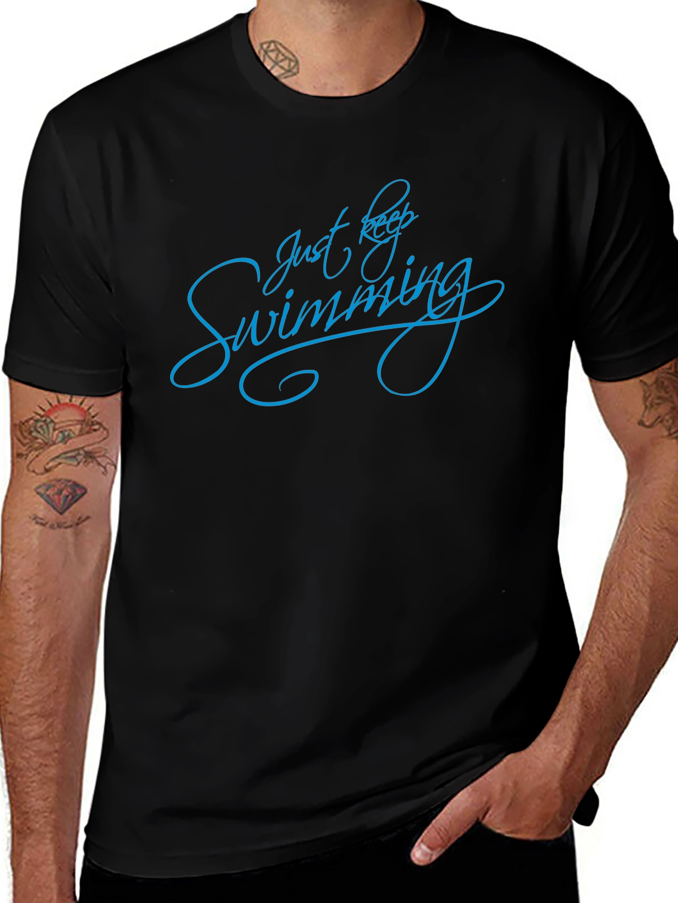 Just Keep Swimming Graphic Tee - Black T-Shirt