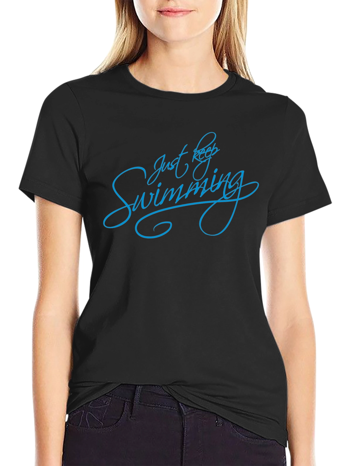 Just Keep Swimming Graphic Tee - Black T-Shirt