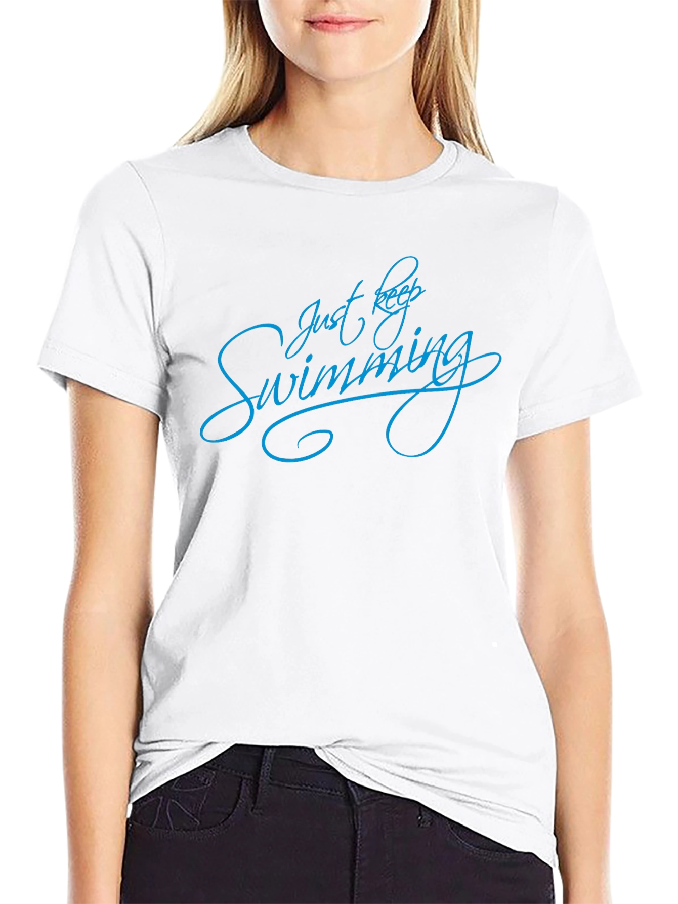 Just Keep Swimming Graphic Tee - Black T-Shirt