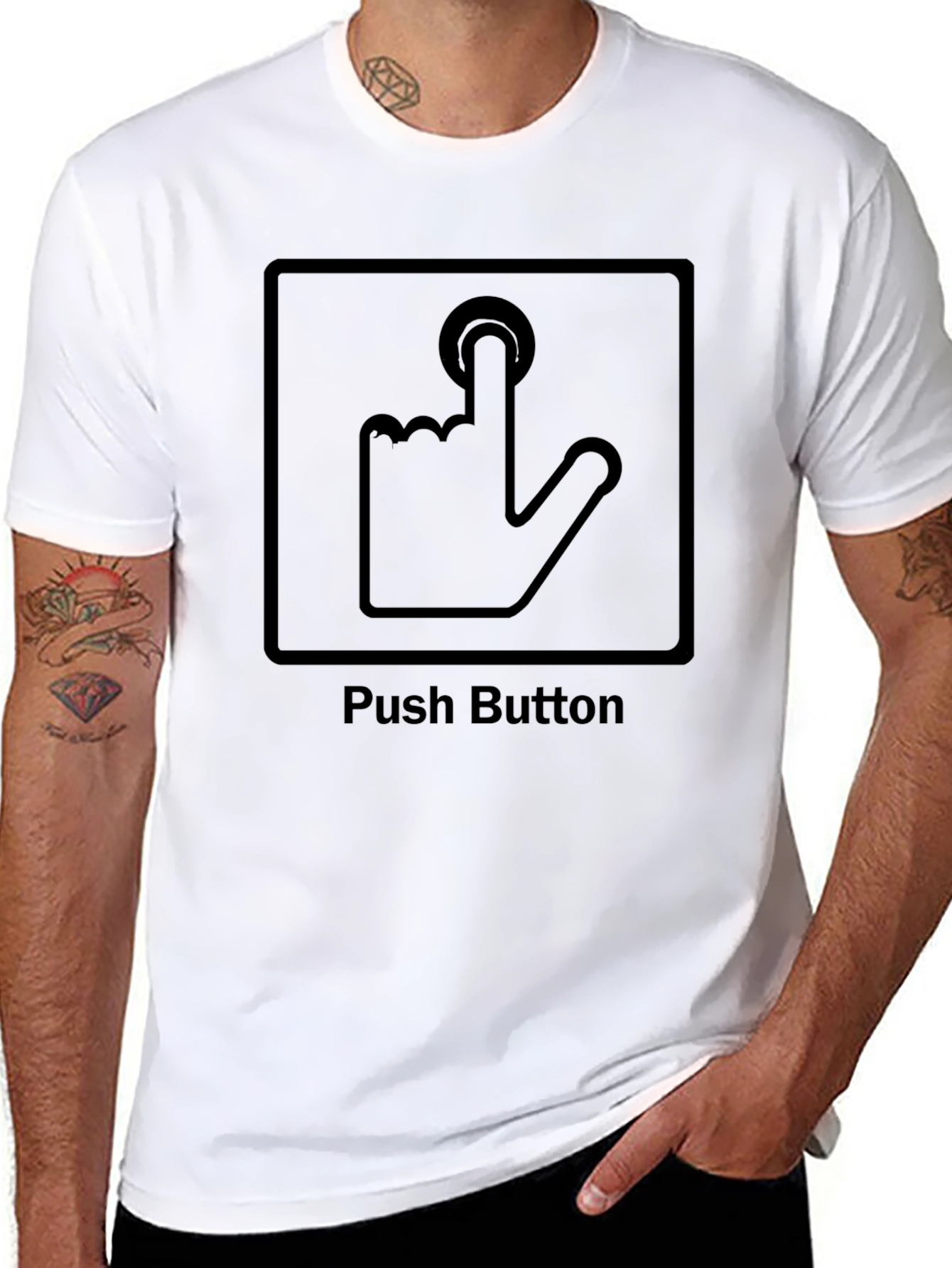 Push Button Graphic Tee - Black T-Shirt