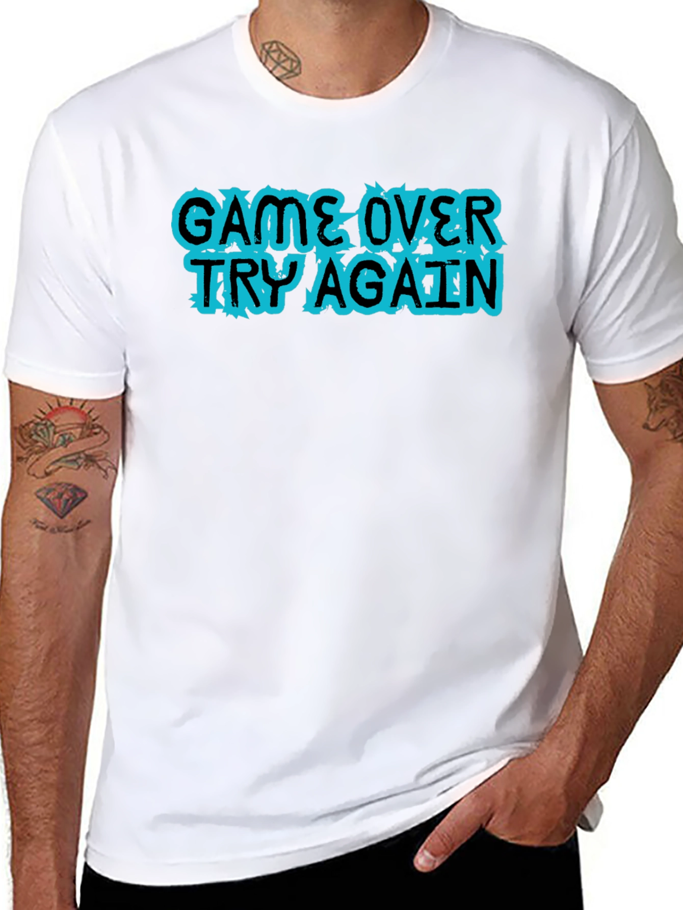 Game Over Try Again Black T-Shirt