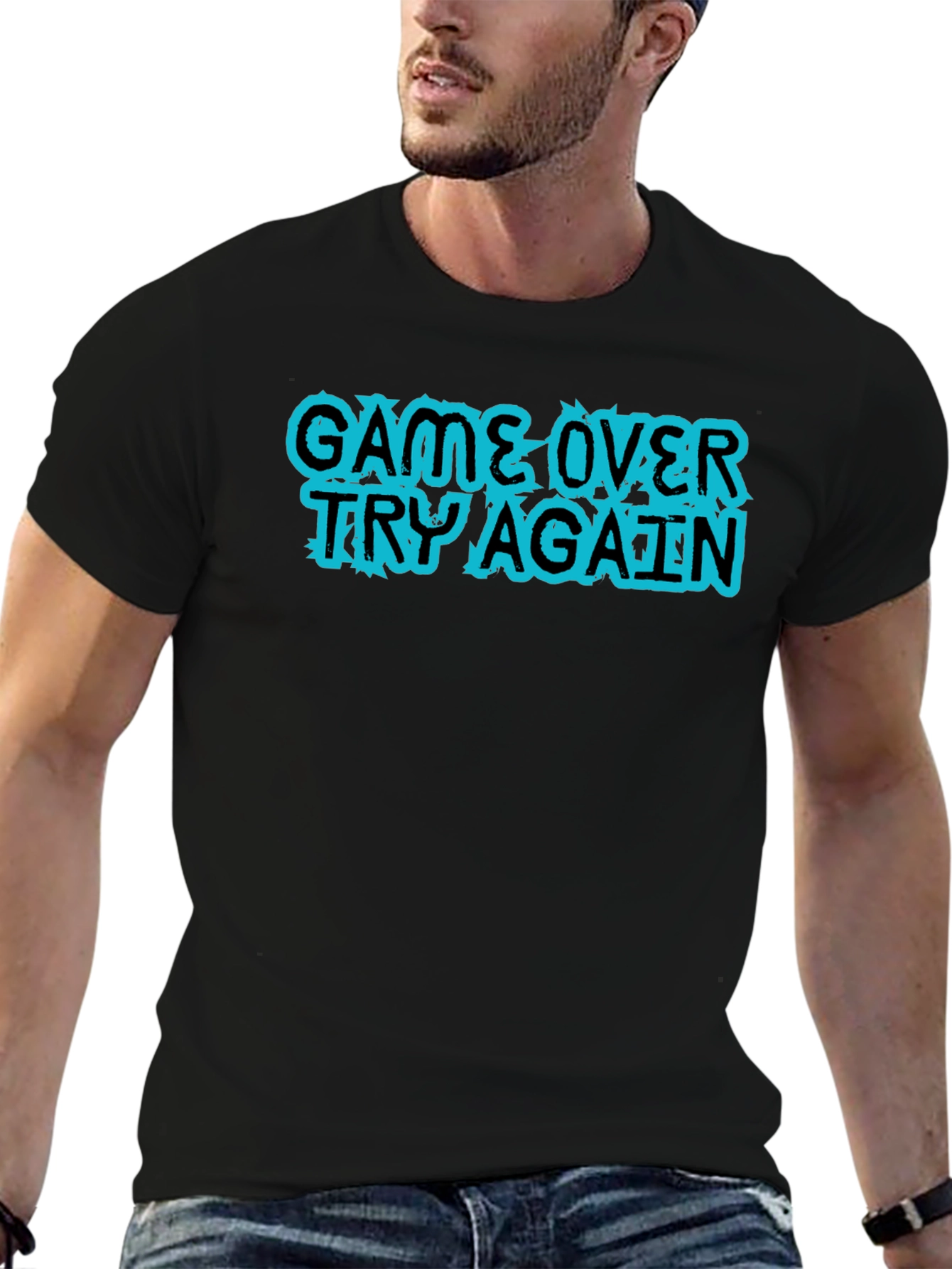 Game Over Try Again Black T-Shirt