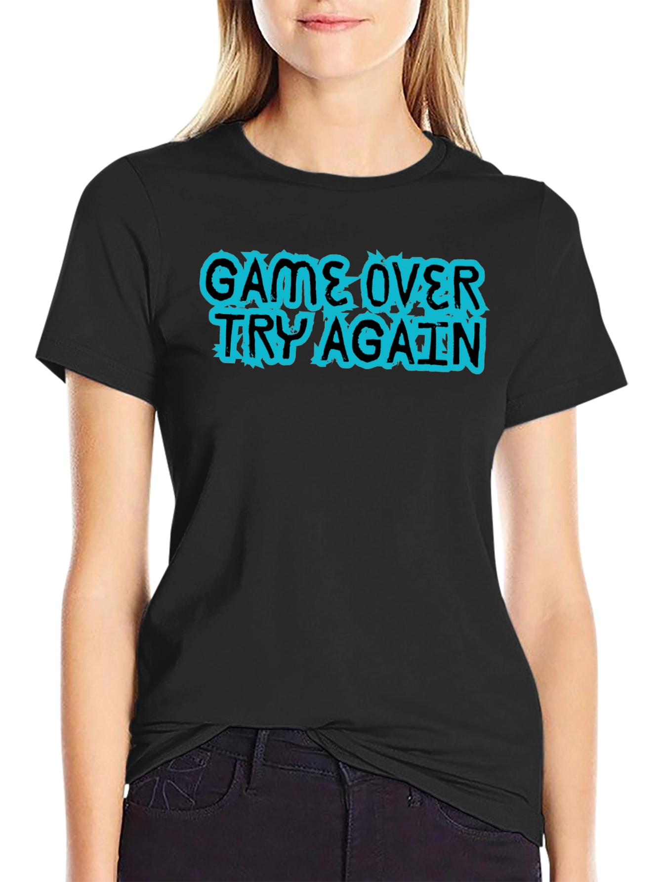 Game Over Try Again Black T-Shirt