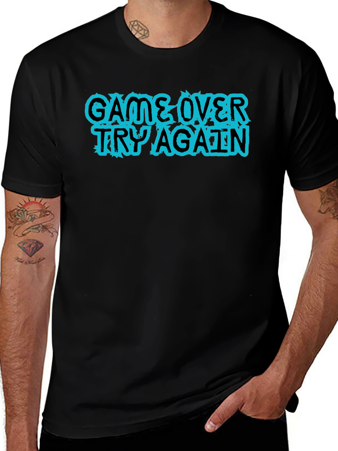 Game Over Try Again Black T-Shirt