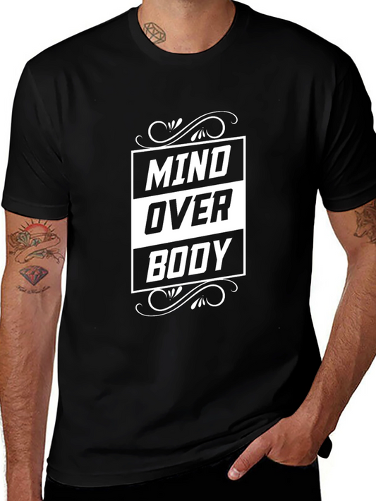 Mind Over Body Graphic Print Black T-Shirt