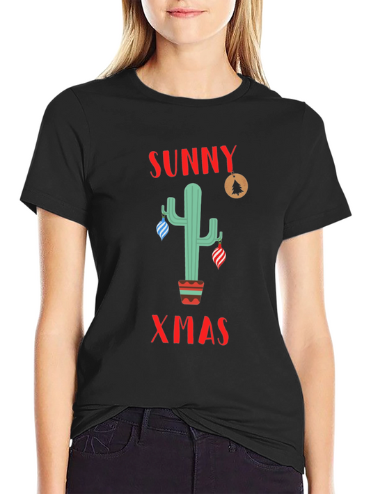 Sunny Xmas Cactus Holiday T-Shirt
