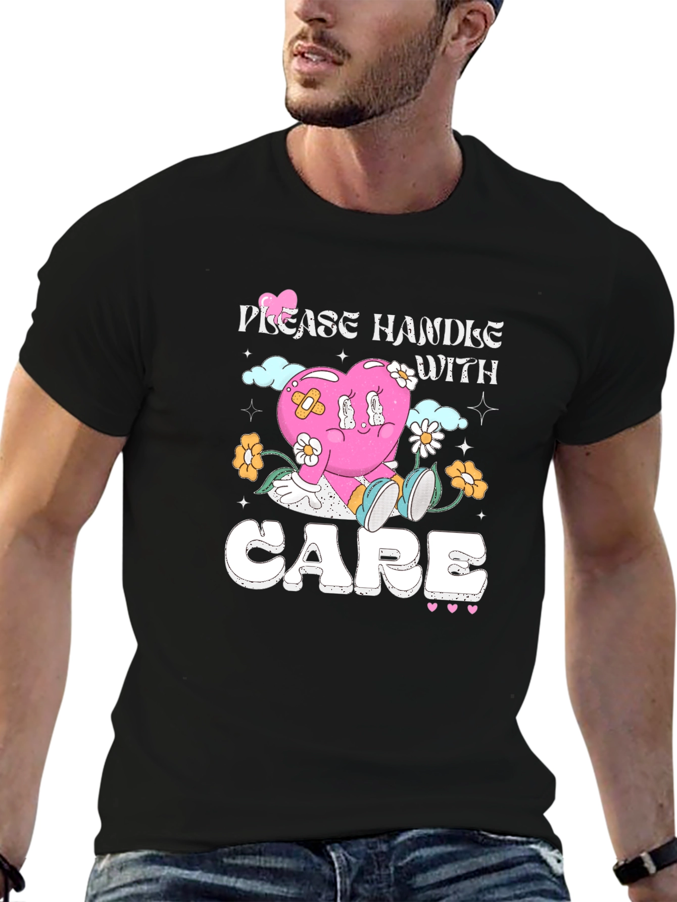 Handle With Care T-Shirt - Heart Graphic Tee