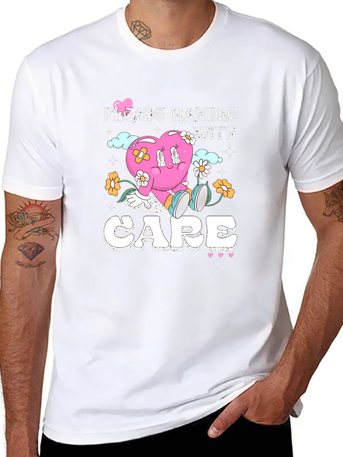 Handle With Care T-Shirt - Heart Graphic Tee