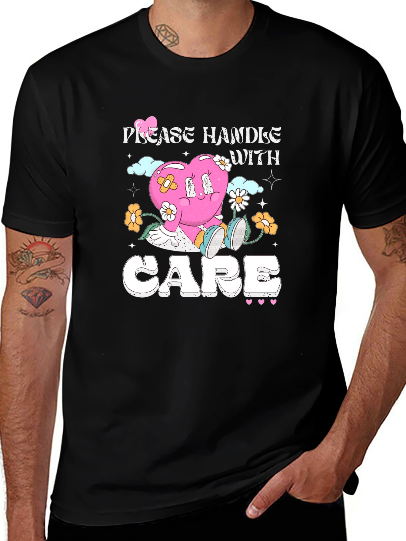Handle With Care T-Shirt - Heart Graphic Tee
