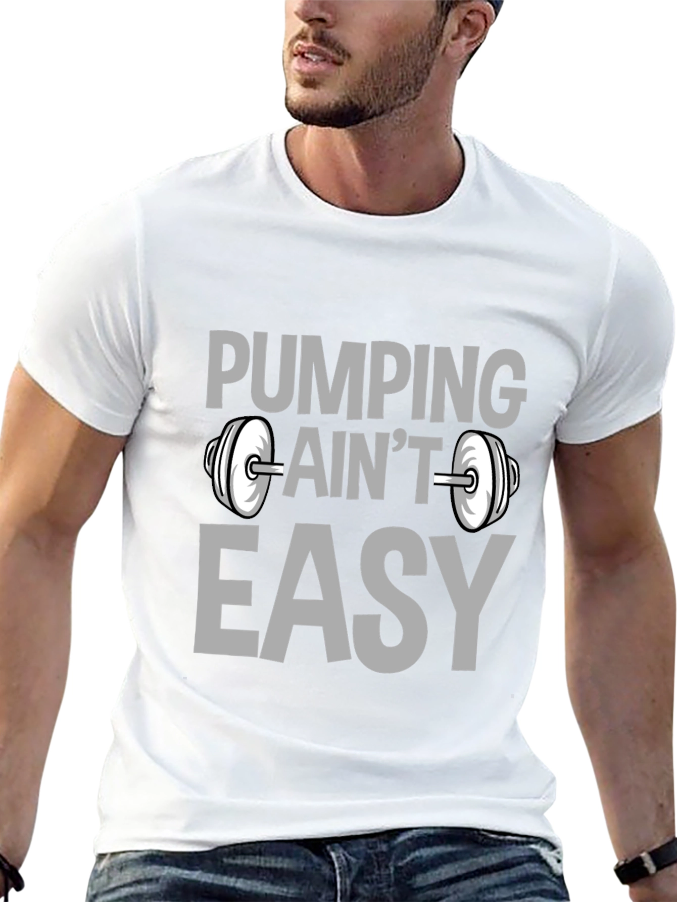 Pumping Aint Easy Black Graphic T-Shirt
