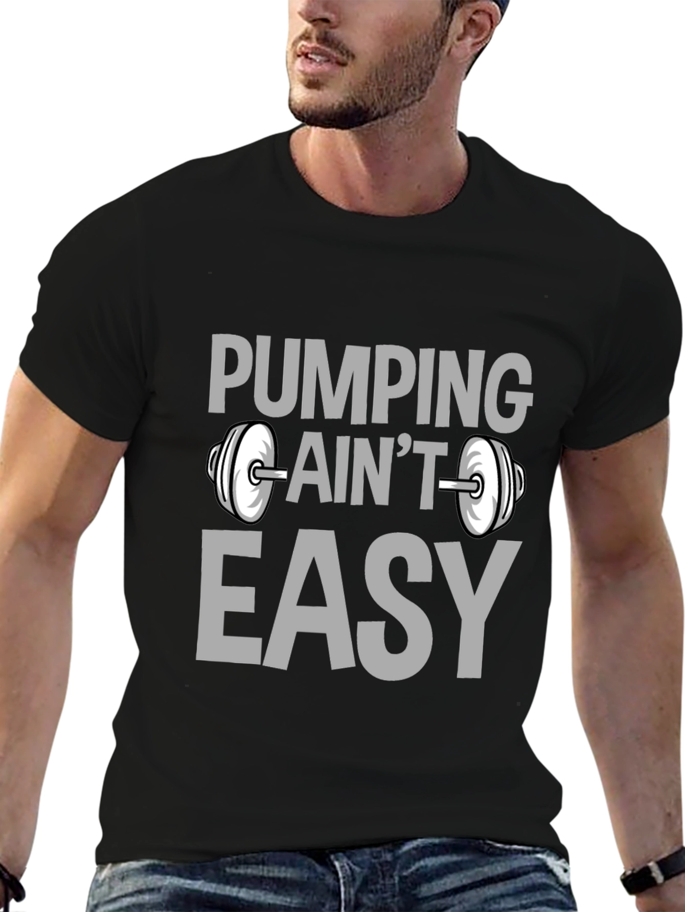 Pumping Aint Easy Black Graphic T-Shirt