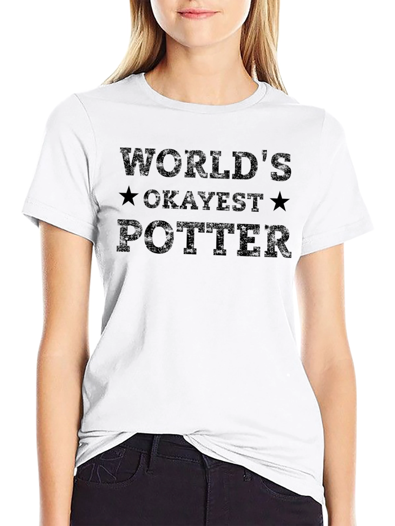 Worlds Okayest Potter Black T-Shirt
