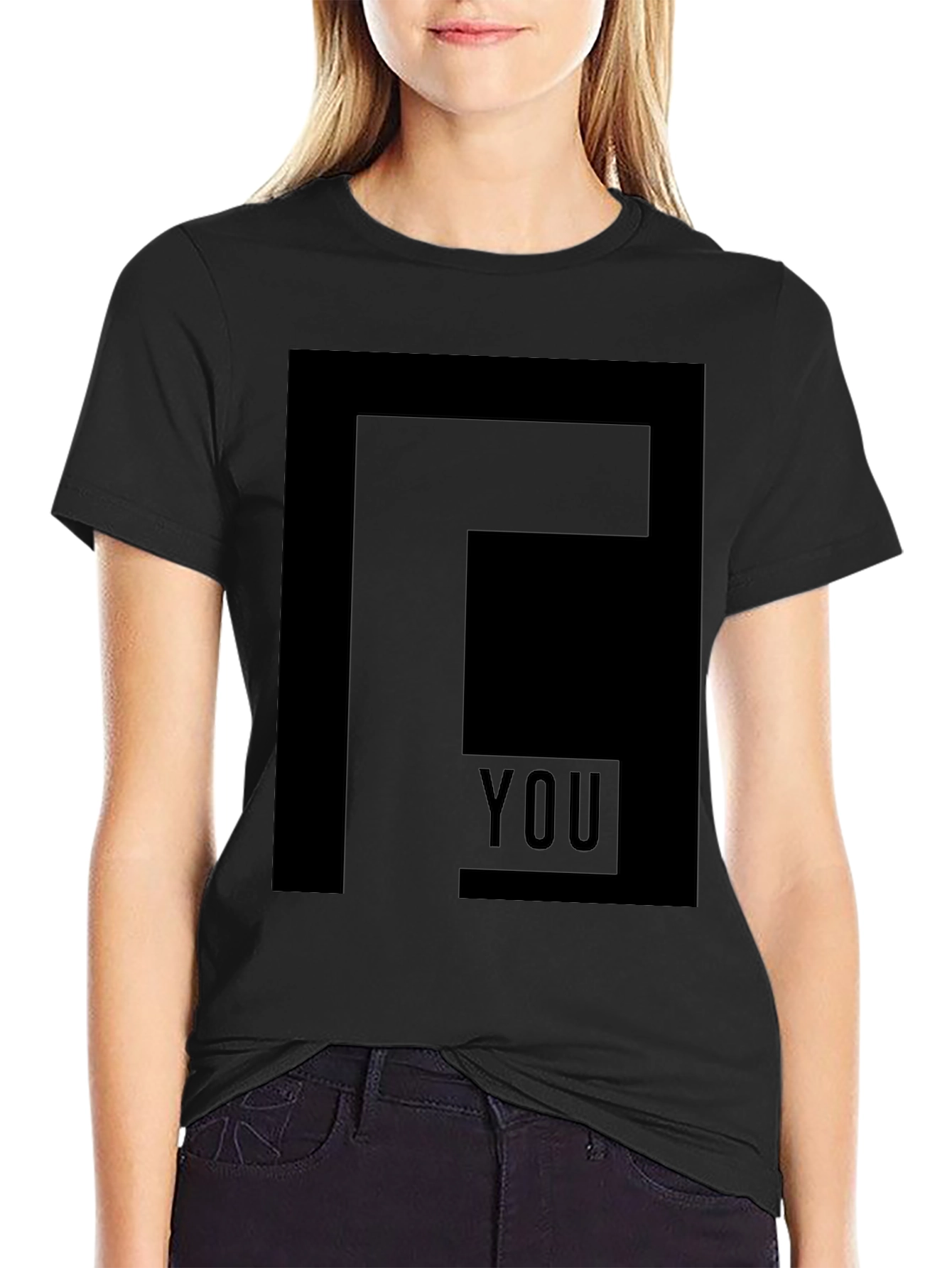 Modern F You Graphic Print Black T-Shirt