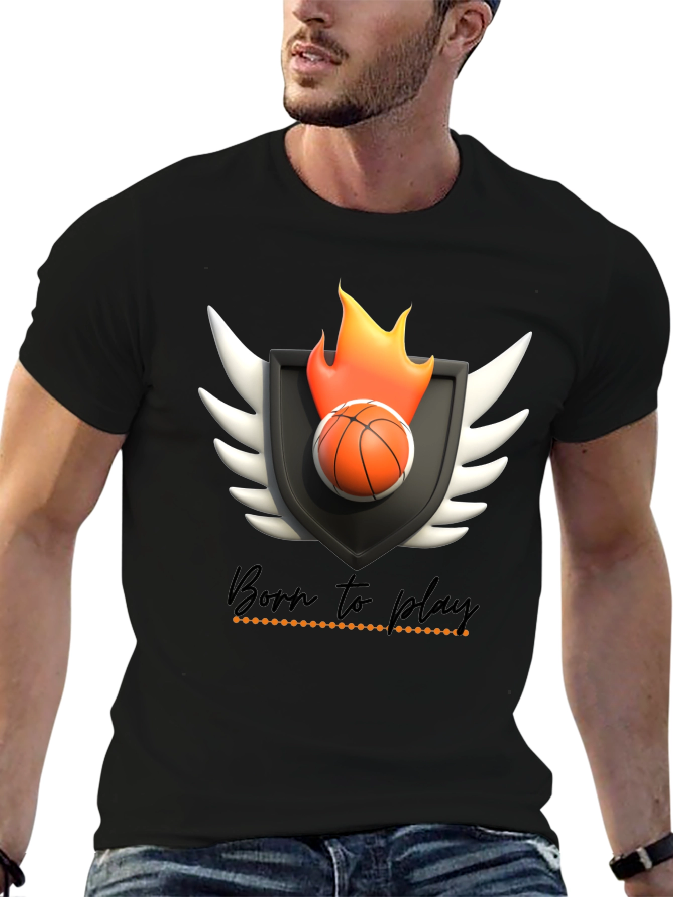 Born to Play Basketball Graphic Tee - Black