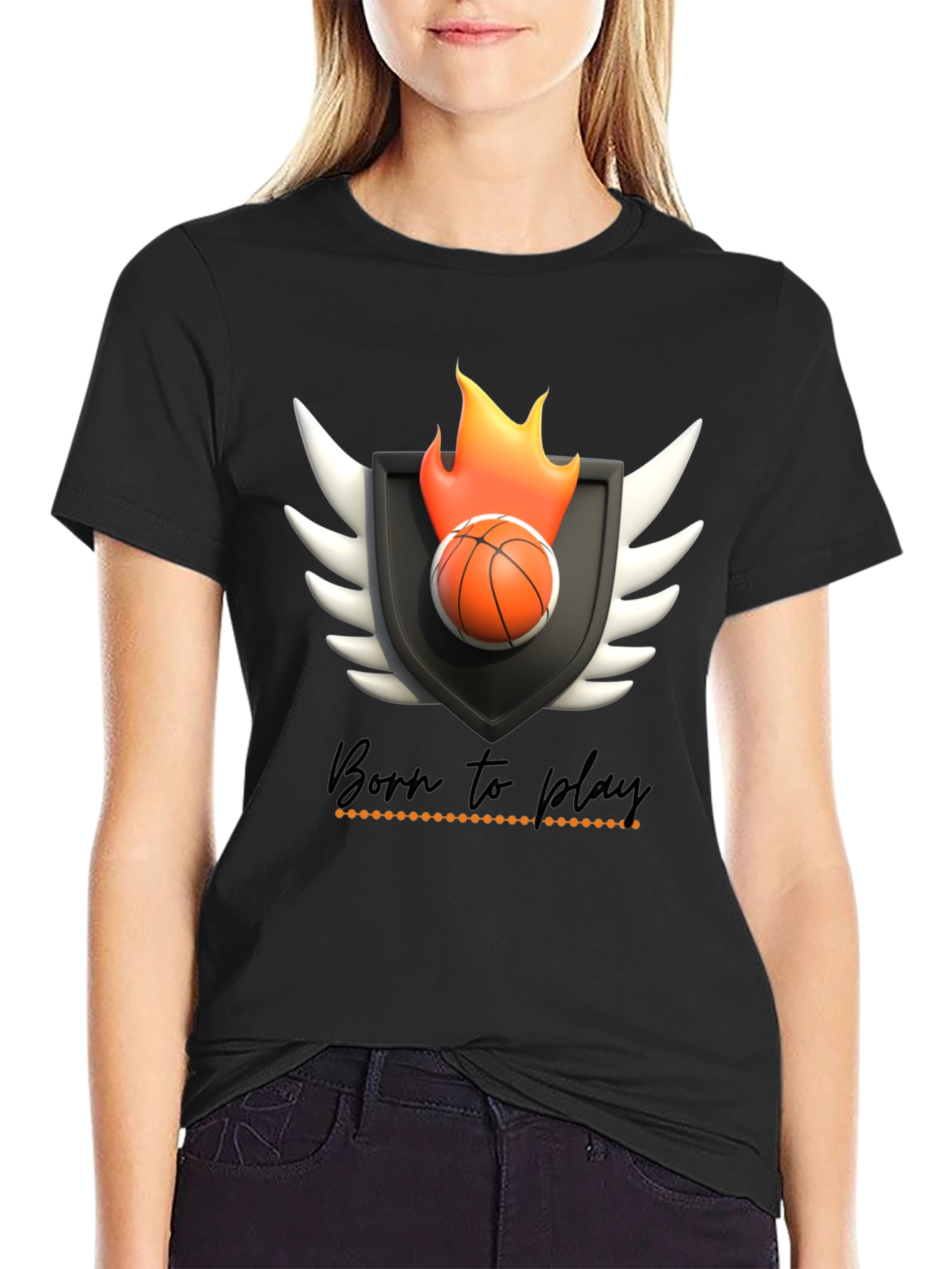 Born to Play Basketball Graphic Tee - Black