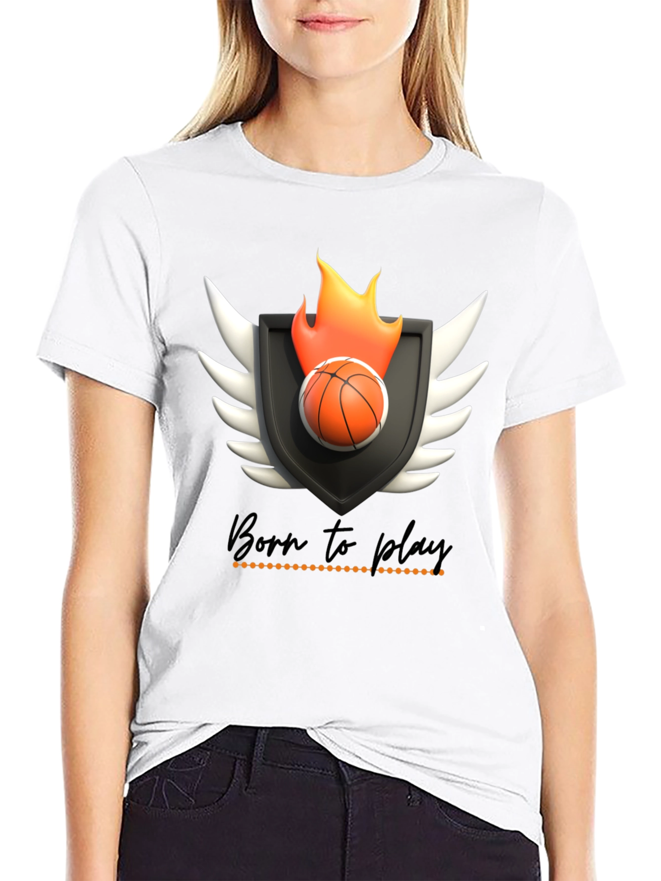 Born to Play Basketball Graphic Tee - Black