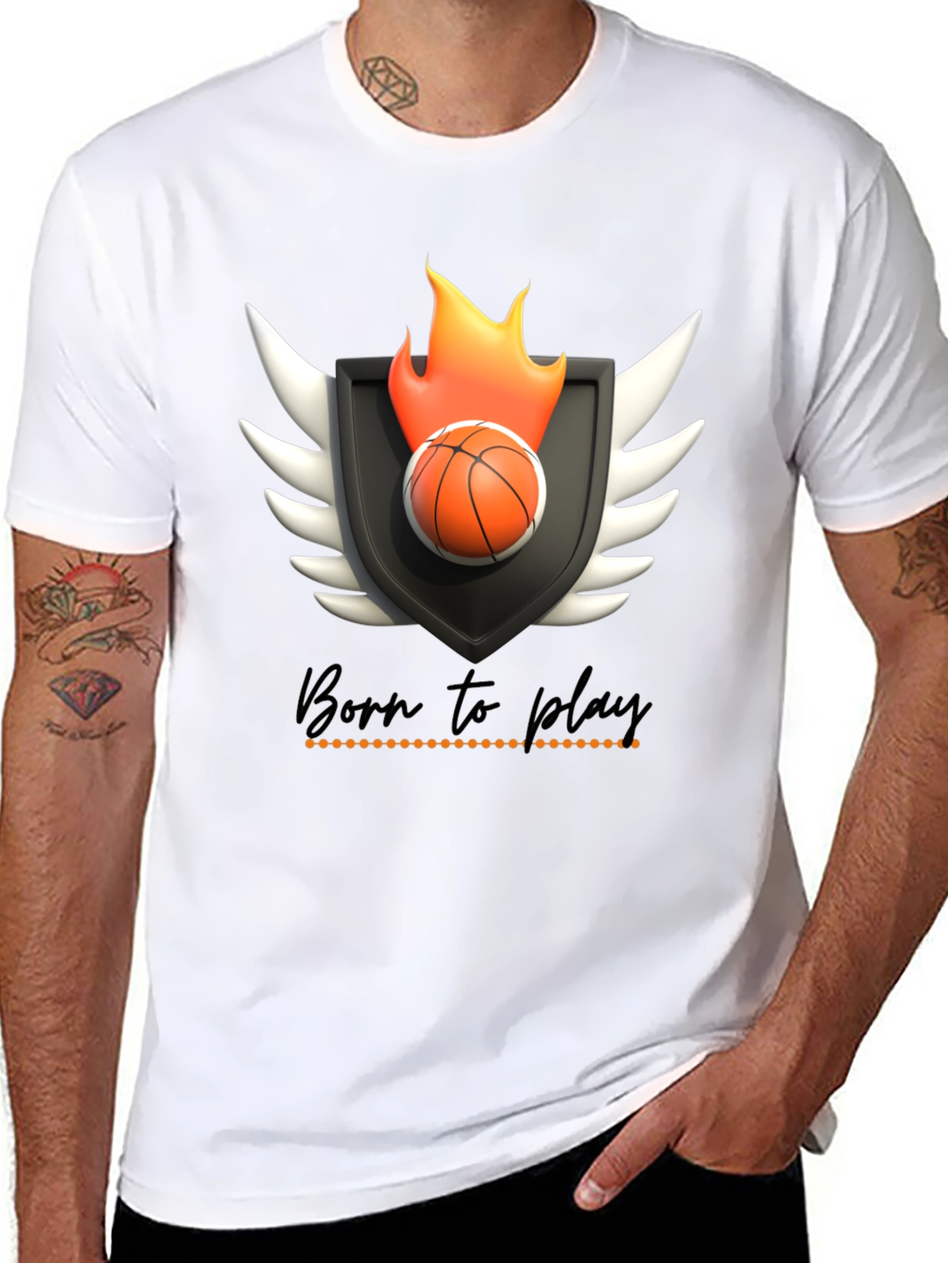 Born to Play Basketball Graphic Tee - Black