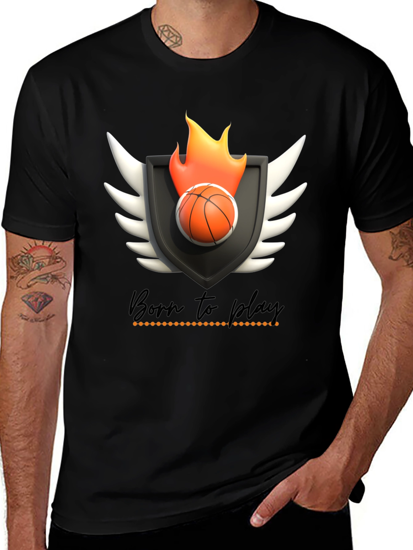 Born to Play Basketball Graphic Tee - Black