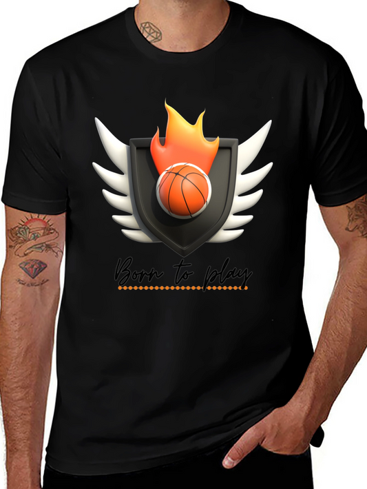 Born to Play Basketball Graphic Tee - Black
