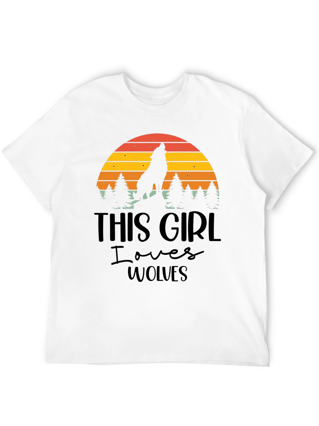 Wolf Lover T-Shirt - Retro Sunset Design
