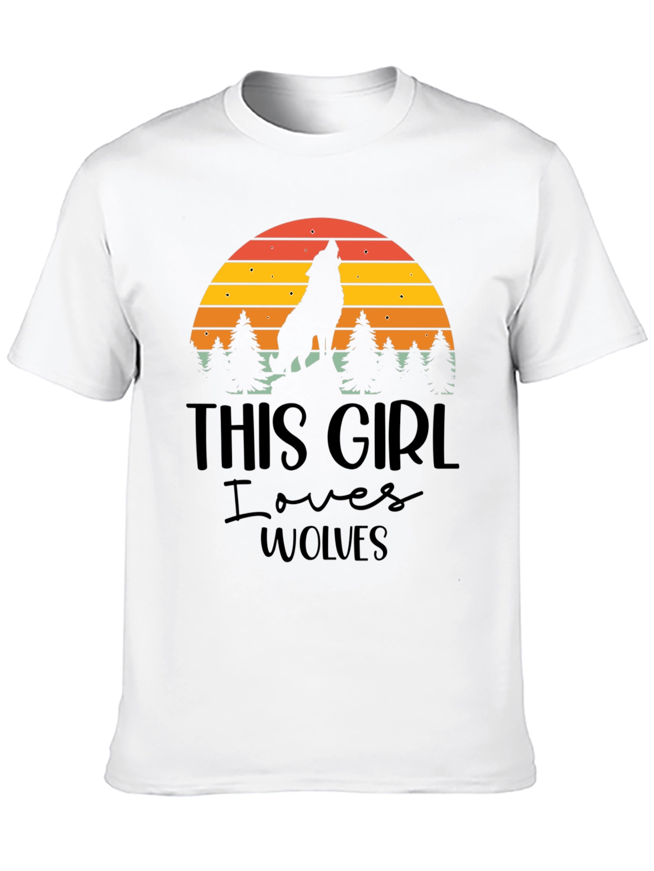 Wolf Lover T-Shirt - Retro Sunset Design