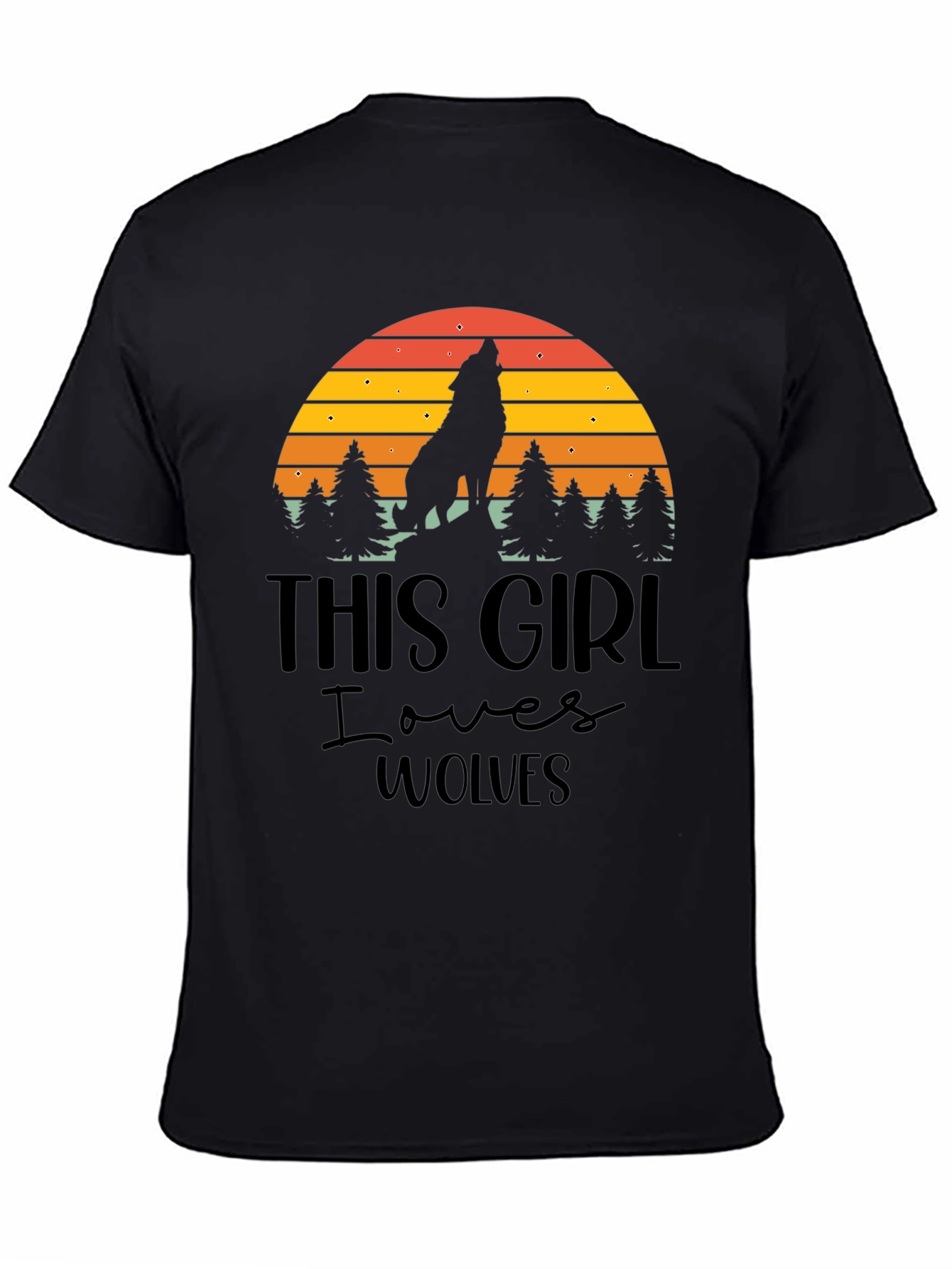 Wolf Lover T-Shirt - Retro Sunset Design