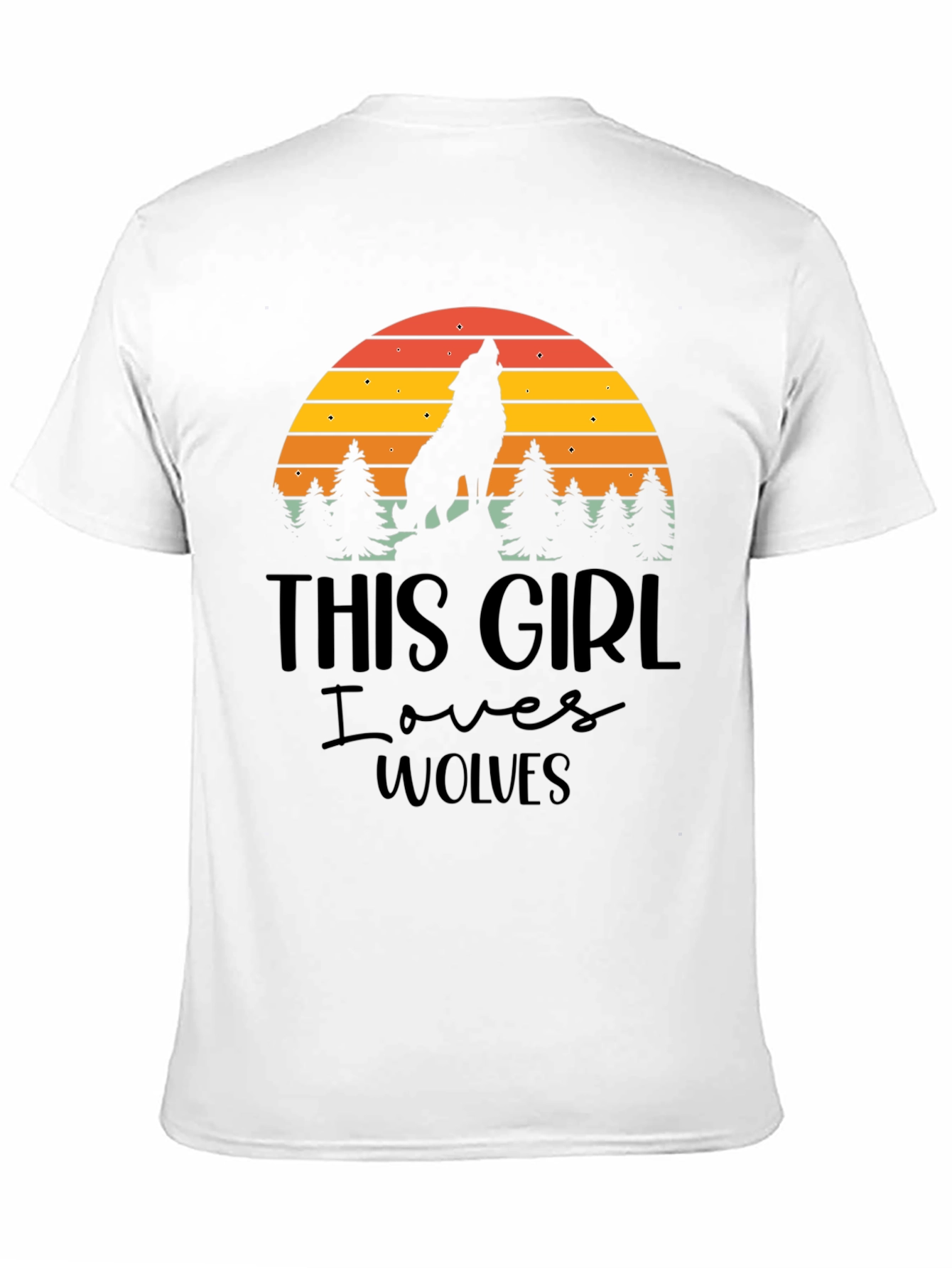 Wolf Lover T-Shirt - Retro Sunset Design